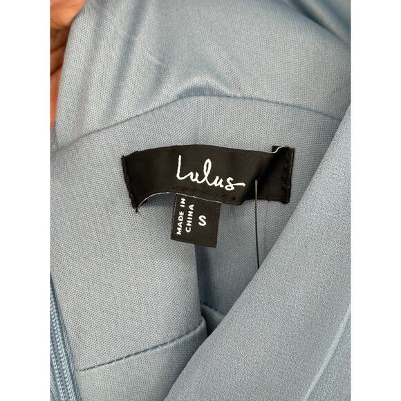 Lulus New! Light Blue Maxi Dress V-Neck Side Slit Cocktail Formal Wedding S - Picture 4 of 9